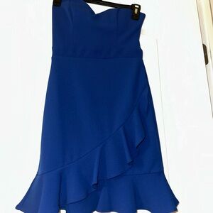 B Darlin Strapless Blue Dress